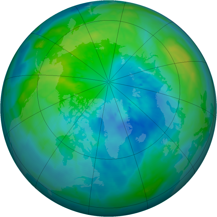 Arctic ozone map for 01 October 2013